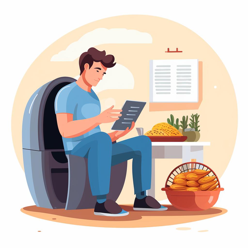 A person reading an air fryer manual