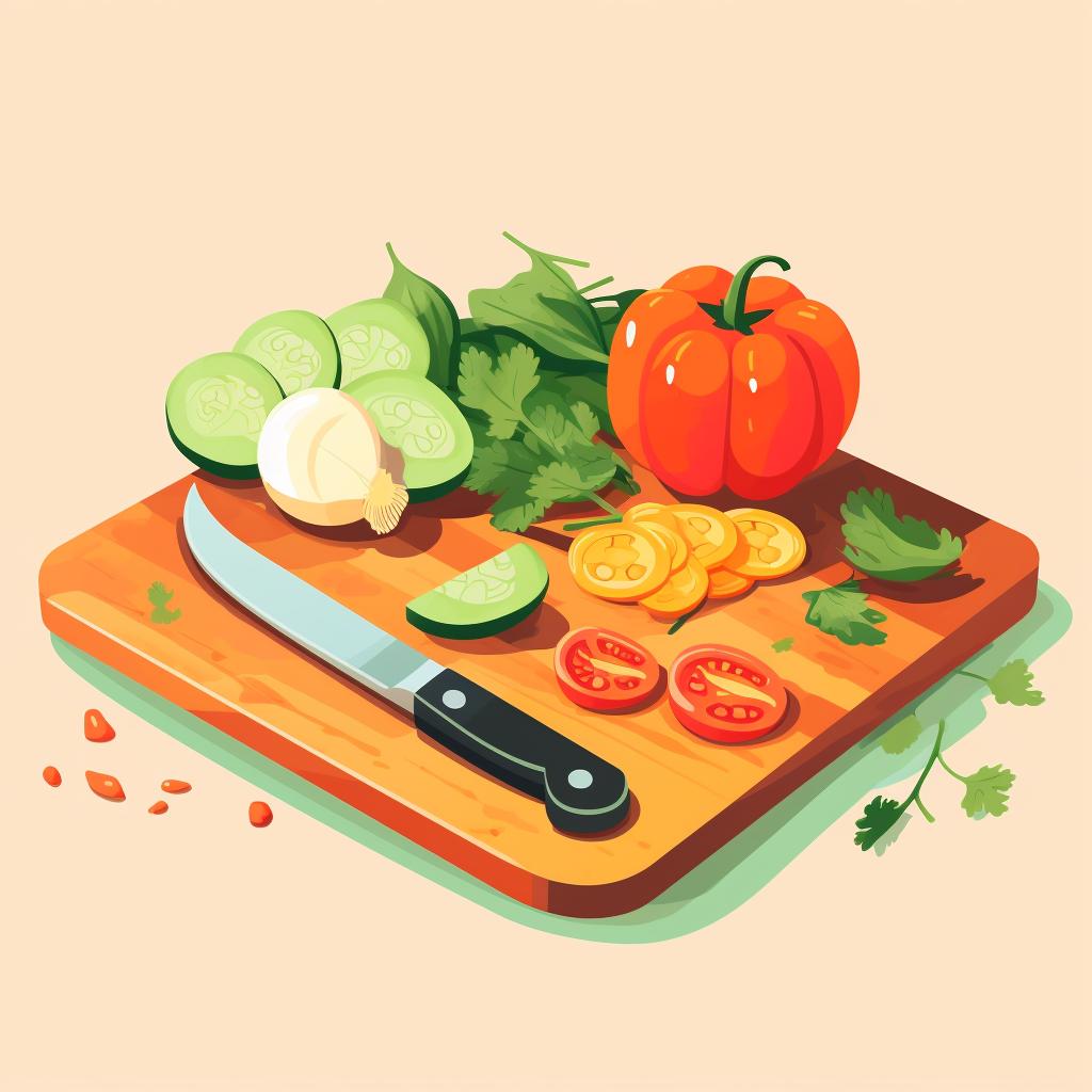 Chopped vegetables on a cutting board